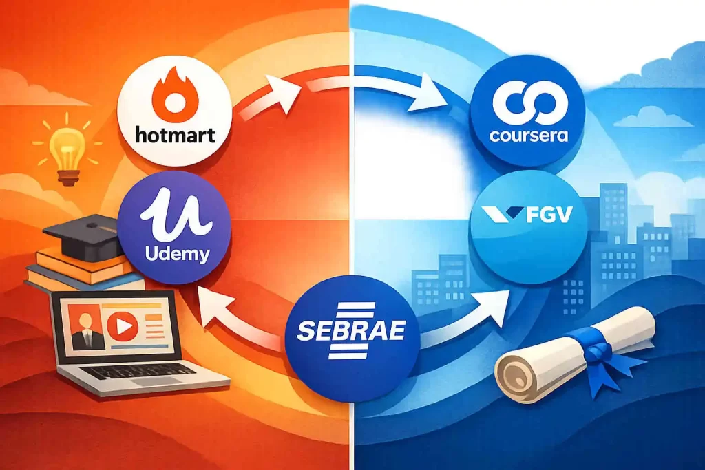 comparativo visual das principais Plataformas de Cursos Online do Brasil