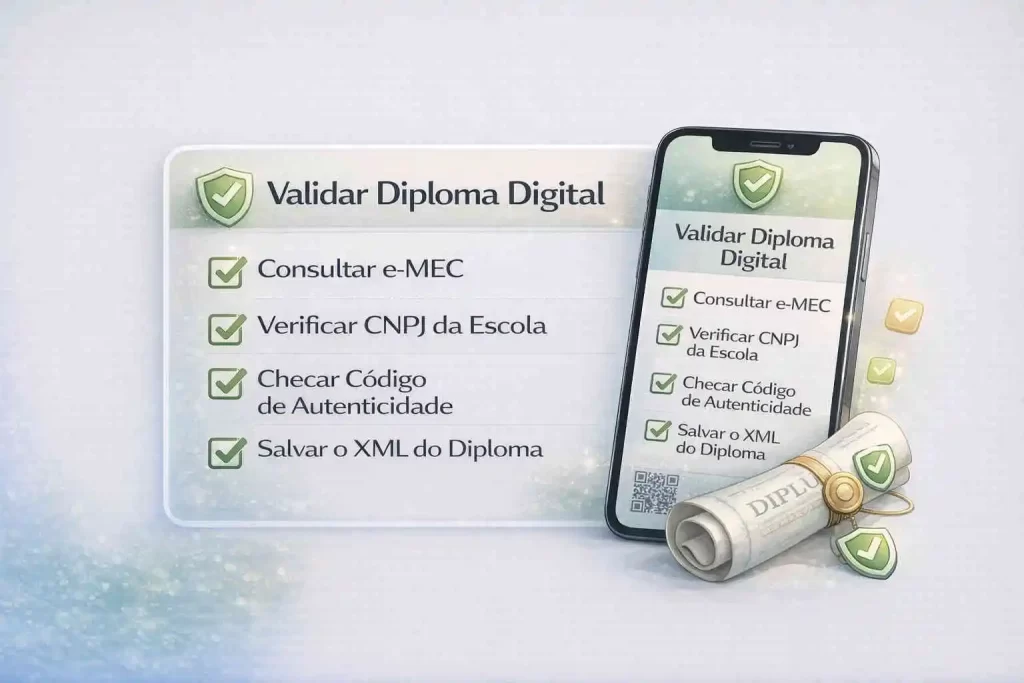 Checklist visual com passos de segurança para validar certificados ead reconhecidos.