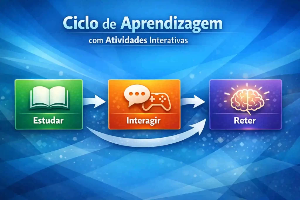 ciclo de aprendizagem com atividades interativas.