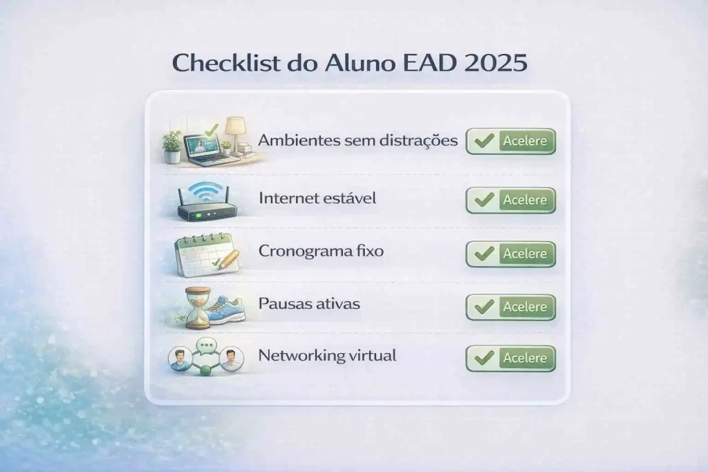 Checklist de verificação para alunos de cursos ead em alta