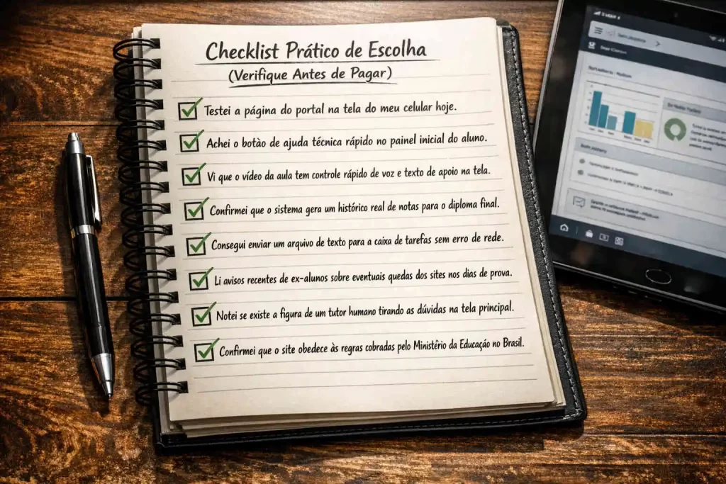 Guia em checklist para avaliar os Melhores Ambientes Virtuais de Aprendizagem.