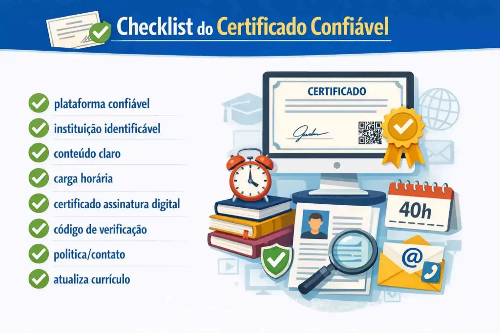 Checklist para validar cursos online gratuitos com certificado.