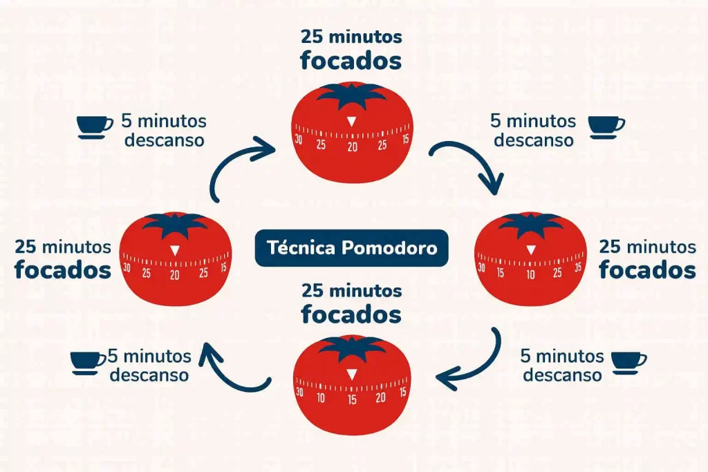 Método Pomodoro para estudar foco no estudo
