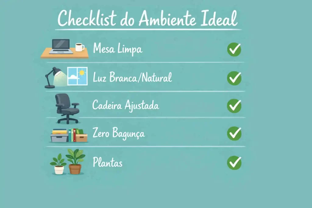 Lista de verificação para montar um ambiente de estudos minimalista