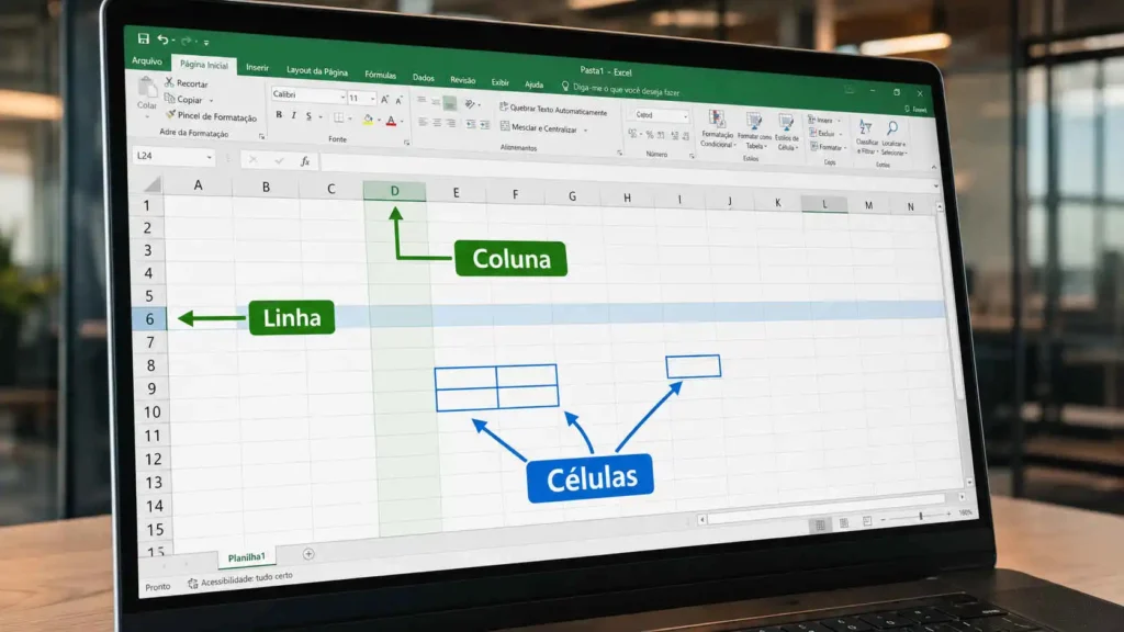 Diferença de células e linhas ao descobrir o que é Excel.