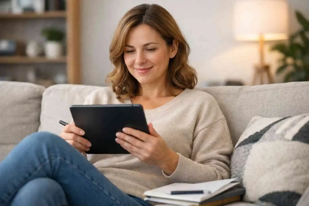 Pessoa estudando em casa praticando o que é lifelong learning.