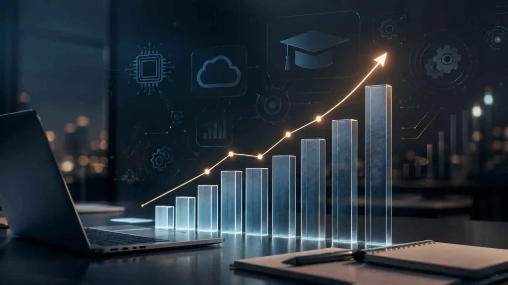 Gráfico de crescimento profissional representando o que é upskilling