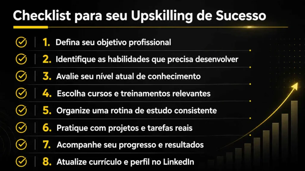 Checklist com passos para aplicar o que é upskilling na rotina