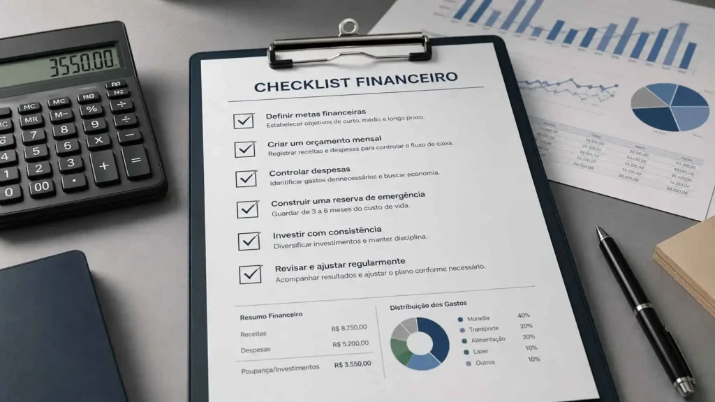 Checklist para planilha de controle financeiro Excel