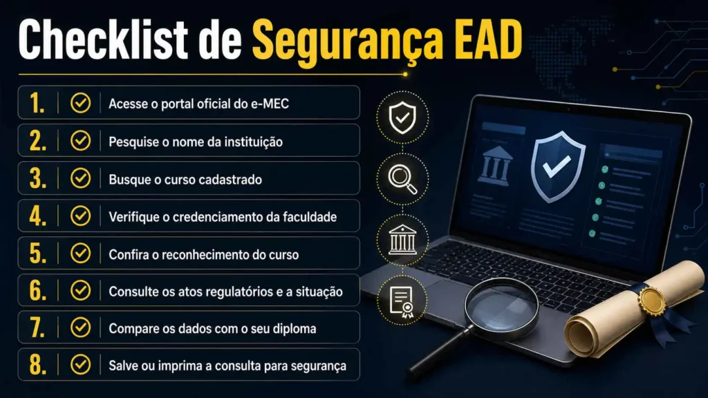 Checklist de segurança para saber o que é MEC e validade do diploma