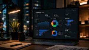 Tela de computador demonstrando relatórios comerciais com o aprendizado do curso de Power Bi online.