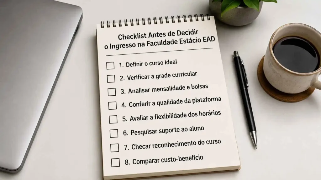 Checklist obrigatório antes de decidir se o ingresso na Estácio EAD é bom negócio.