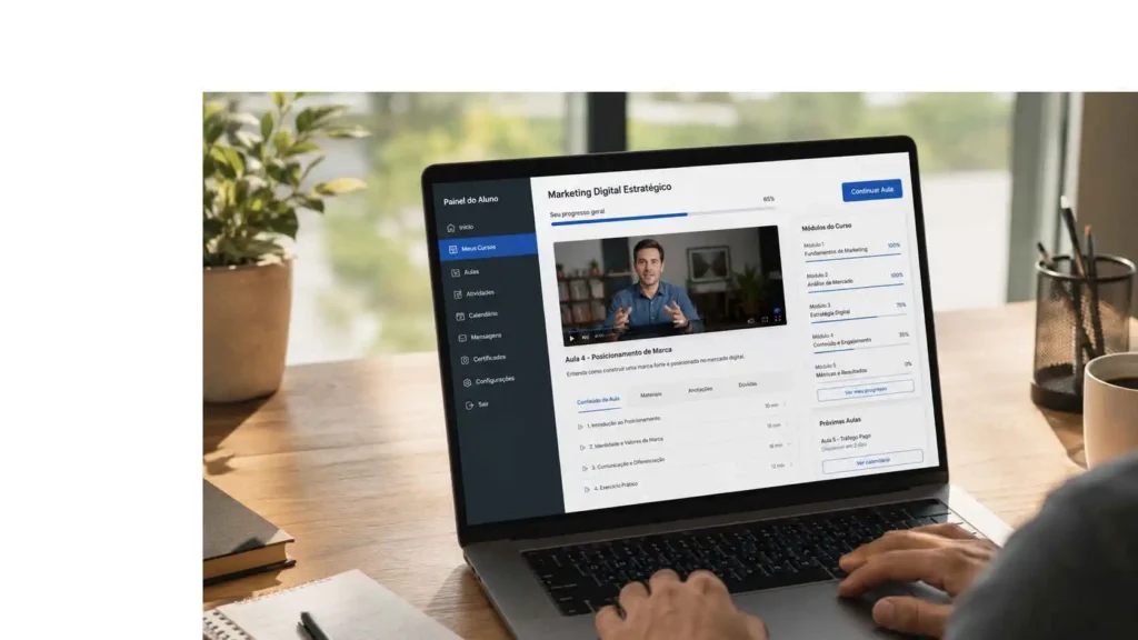 Plataforma de estudos digital provando se a Estácio EAD é bom para alunos online.