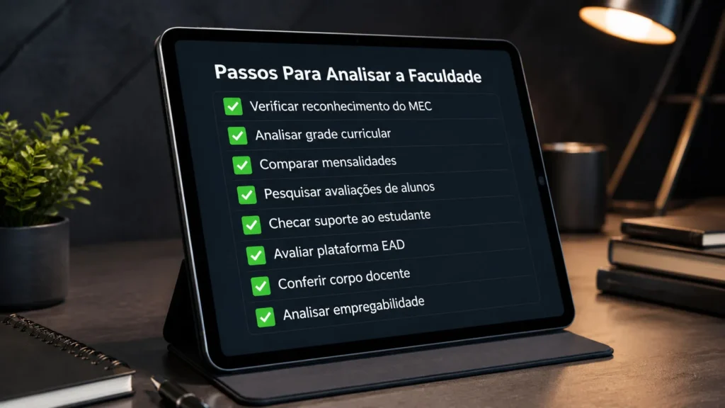 Checklist de passos para analisar se a Faculdade Unyleya é Boa.
