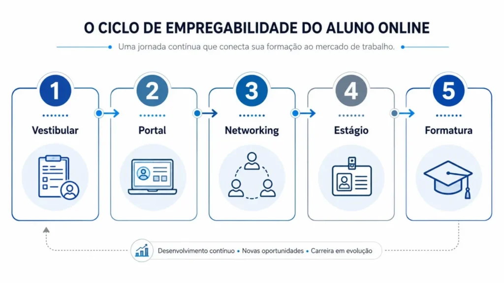 Ibmec vale a pena Infográfico ciclo de empregabilidade do aluno online